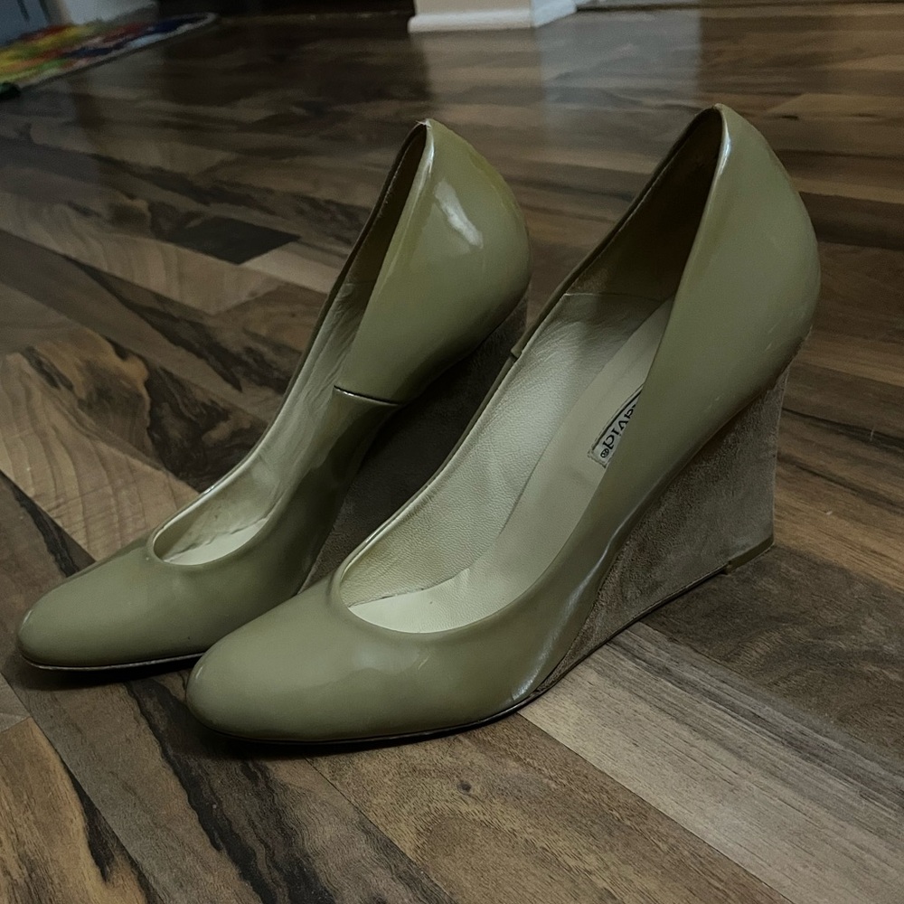 Charles David Olive Patent Wedge Pumps